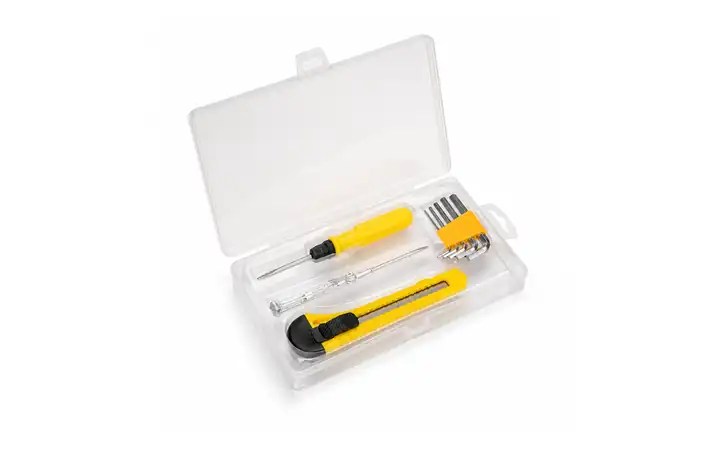 Kit compacto de ferramentas em estojo plástico