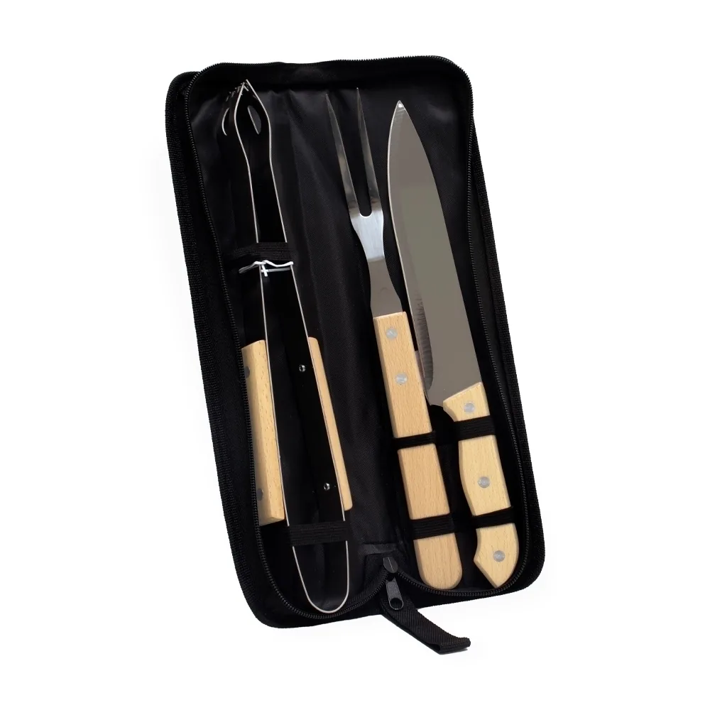 Kit Churrasco Faca, Garfo e Pegador